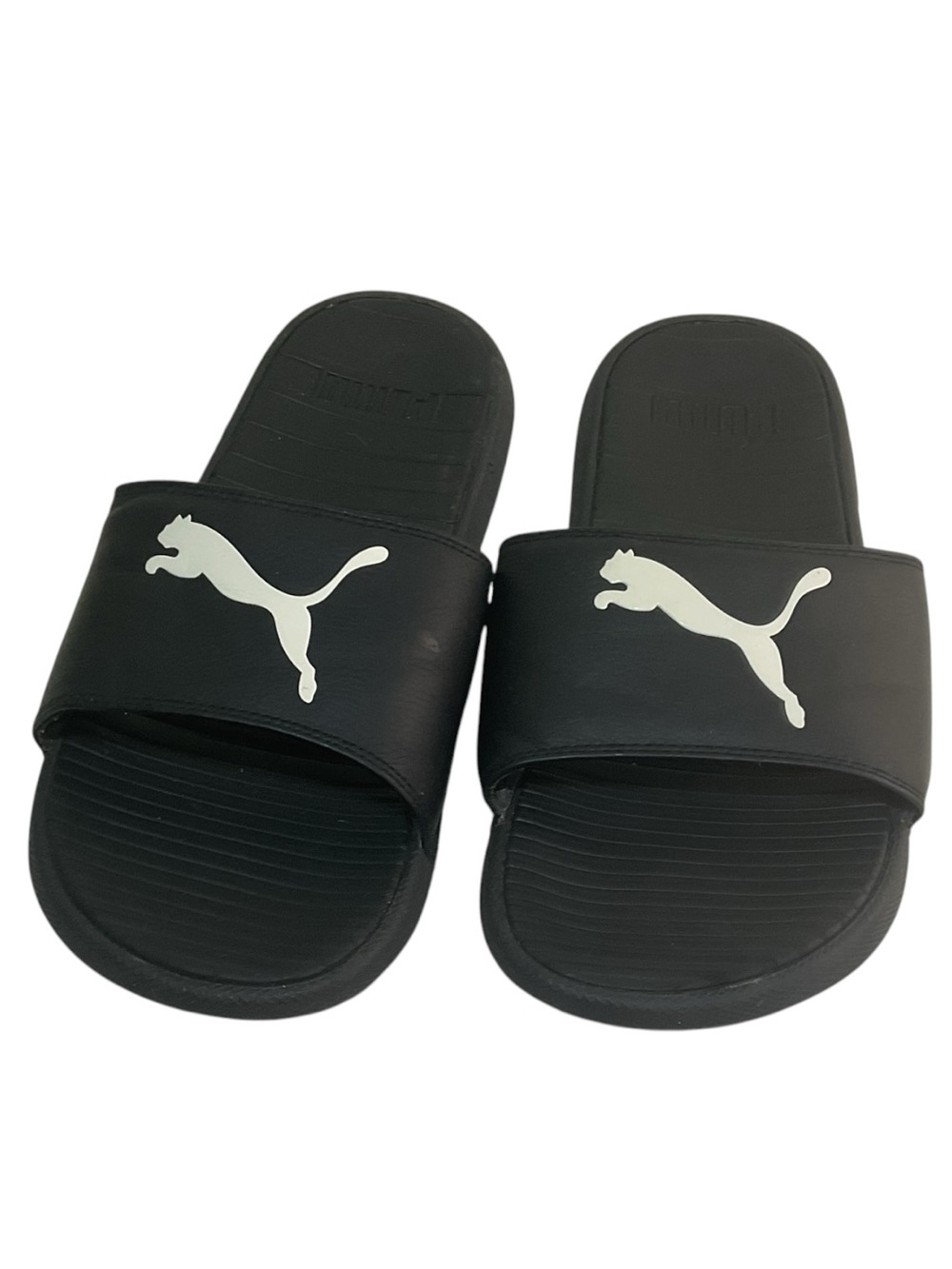 Puma Men's Black Slide Sandals with White Logo